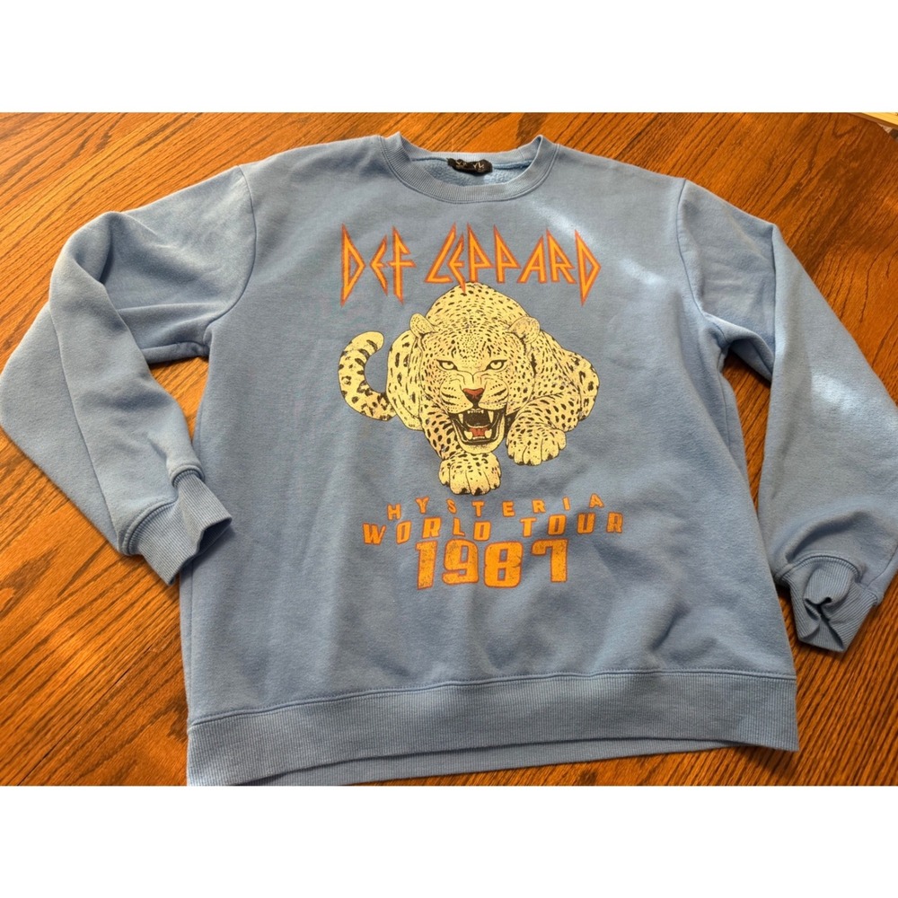 Vinyl Icons Def Leppard Hysteria World Tour 1987 Sweatshirt Blue Small